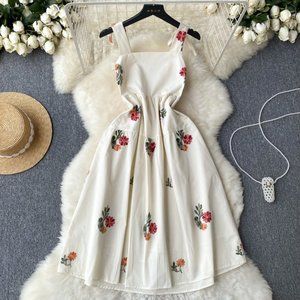 French Floral Sling Dress
